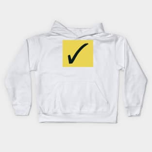 Black Check Mark On Yellow Background Kids Hoodie